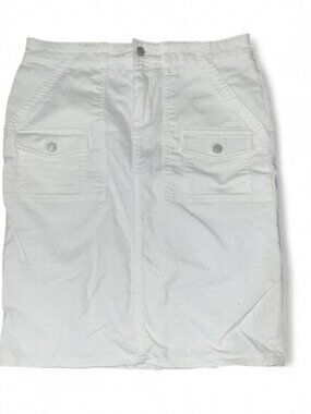 Chaps Jean Pencil White Skirt Cargo Pocket Sz 12 Westerncore Coastal Cowgirl